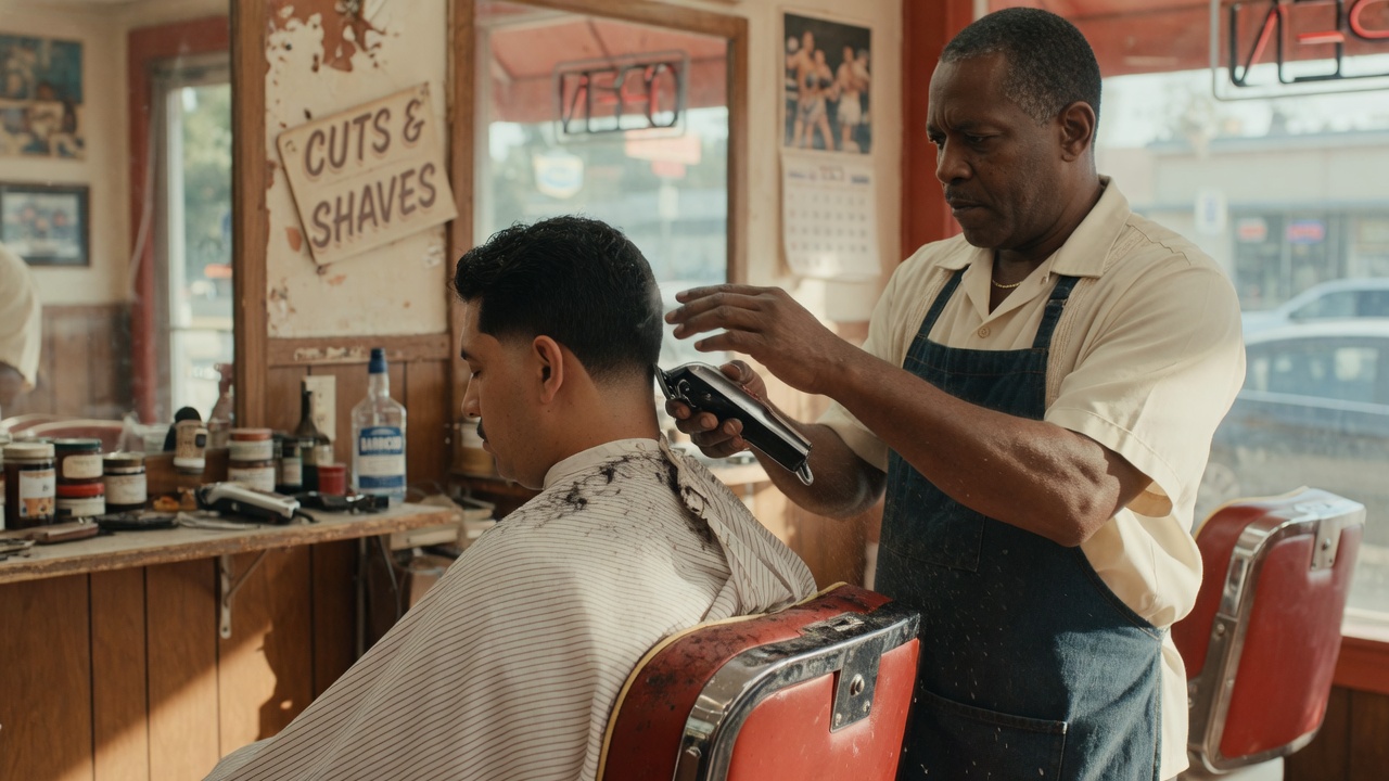 Barber at work in the shop